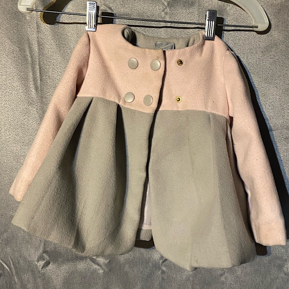 Two toned -Pink over grey- Pea style TAHARI Baby dress coat